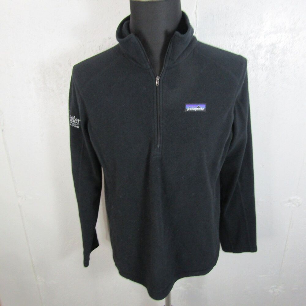 Patagonia Women's Black Fleece 1/4 Zip Pullover Jacket Ziegler Logo Size XL